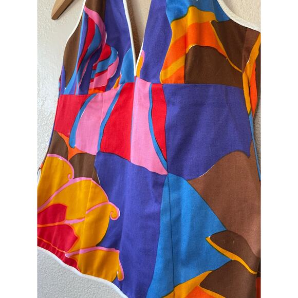 Trina Turk Multicolor Floral Mid Century Modern Boho Style Retro Halter Size 6 - Picture 11 of 11